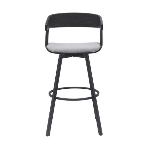 HomeRoots 31" Light Gray and Black Fabric with Metal Swivel Bar Height Bar Chair - 1 of 4