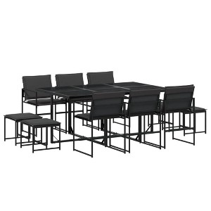 vidaXL Patio Dining Set with Cushions Garden Outdoor Furniture Black Textilene - 1 of 4