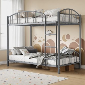 Whizmax Twin Over Twin Metal Bunk Bed, Heavy Duty Steel Frame with Safety Ladder & Guardrail, Space-Saving Kids Bed for Boys/Girls, No Box Spring - 1 of 4