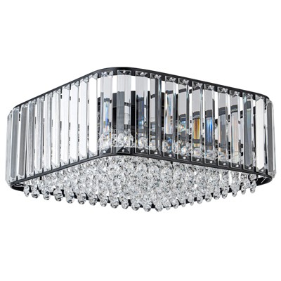 LLHZSY Modern Glam 4-Light Crystal Flush Mount Ceiling Light-Black/Chrome, Square Lampshape
