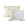 Sapphtopaz Comforter Set 6 Piece Bedding Set Floral Style Leaf Embroidered Reversible Quilt with Throw Pillows - 4 of 4