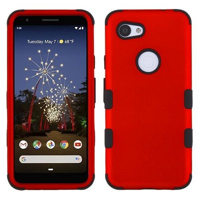 MYBAT For Google Pixel 3A Red Black Tuff Hard TPU Hybrid Titanium Case Cover