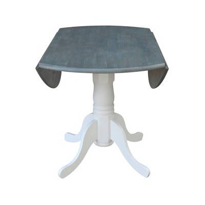 Heather Gray & White 42" Round Wood Extendable Dining Table