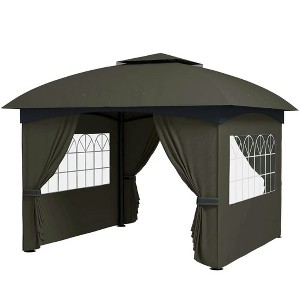 Resenkos Outdoor Garden Gazebo, Sunshade Gazebo Canopy,11' x 11' Outdoor Gazebo with Curtains, Church Windows, Light - 1 of 4