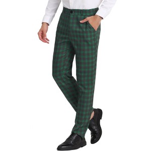 Lars Amadeus Men's Plaid Regular Fit Formal Business Dress Pants - 1 of 4