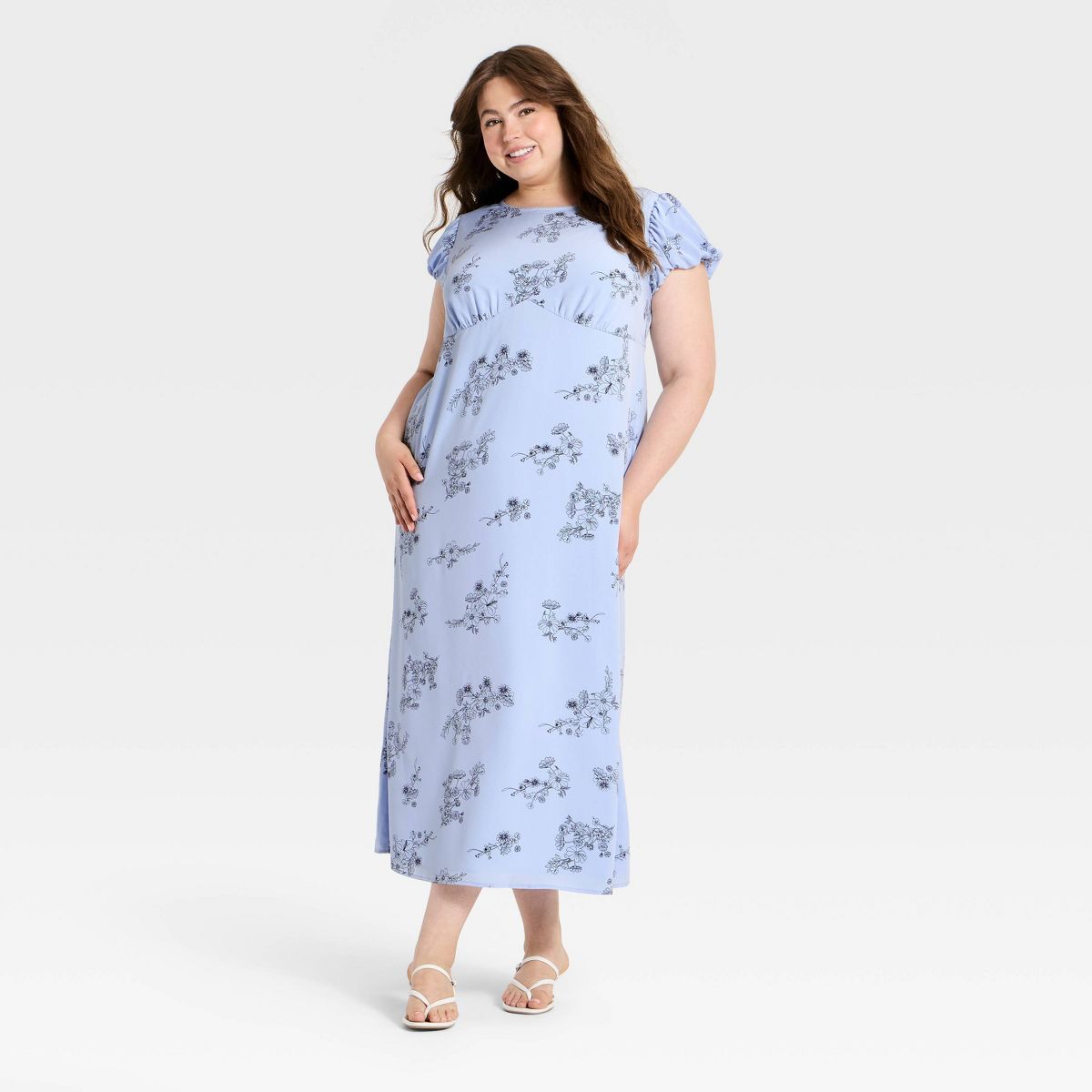 Women's Puff Short Sleeve Floral Maxi Dress - A New Day™ - thumbnail 6