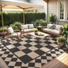 Checkerboard Rugs Easy Cleaning Easy Jute Floor Mats, Modern Geometric Indoor Outdoor Carpet, Non-Slip Foldable Accent Rug - 2 of 4