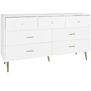 NicBex 7 Drawer Dresser for Bedroom,Modern Style Drawers with Golden Handle,Dressers for Kids Room,Living Room,Entry and Hallway,White - 1 of 4