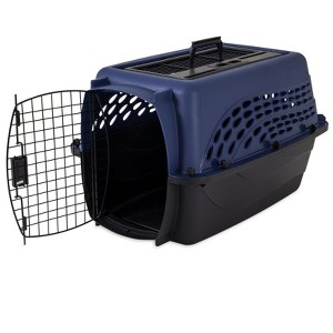 Munora 24in Hard-Sided Plastic Cat & Dog Kennel Pet Carrier Crate with 2-Door Top Load, Blue - 1 of 4