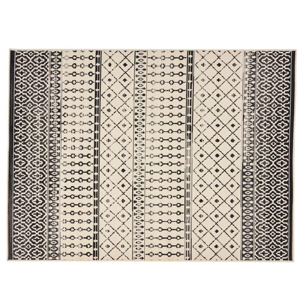  x 7' Detlaf Indoor/Outdoor Rug Black/Ivory
