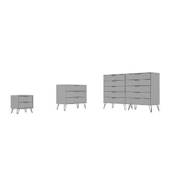 Rockefeller 10 Drawer Dresser, 3 Drawer Dresser and 2 Drawer Nightstand Set - Manhattan Comfort