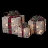 Northlight Lighted Textured and Plaid Gift Boxes Outdoor Decorations - Warm White - Set of 3 - 3 of 4
