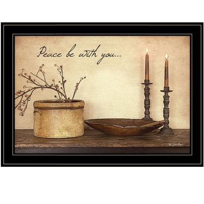 HomeRoots Peace Be with You Black Framed Print Wall Art