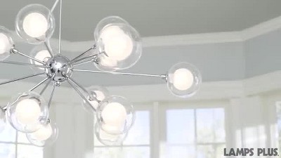 Celestial Chrome Sputnik 30" Chandelier with Frosted Glass Lights