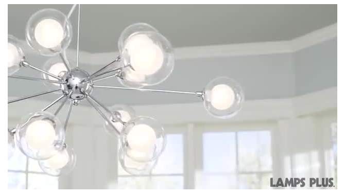 Possini Euro Design Spheres Chrome Chandelier 30" Wide Mid Century Modern Sputnik Glass Shade 15-Light Fixture for Dining Room House Kitchen Island, 2 of 11, play video