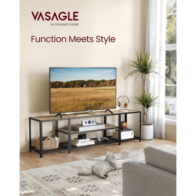 VASAGLE TV Stand Industrial Entertainment Center, Modern TV Console with Open Storage Shelves