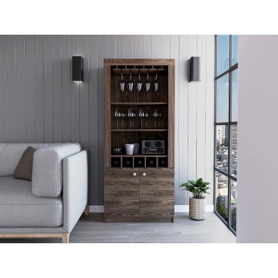 Dakota Sleek Black Particle Board Double Door Bar Cabinet