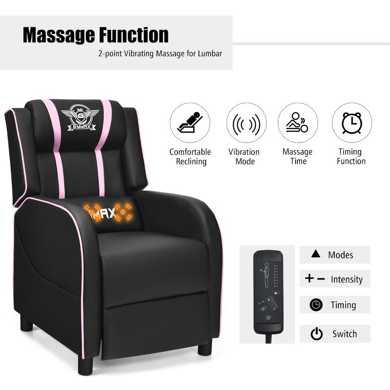 Costway Gaming Desk & Chair Set 48'' Computer Desk & Massage Recliner Chair Black + White/Blue/Pink/Red, 5 of 11