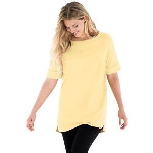 Woman Within Women's Plus Size Perfect Cuffed Elbow-Sleeve Boat-Neck Tee - 1 of 4