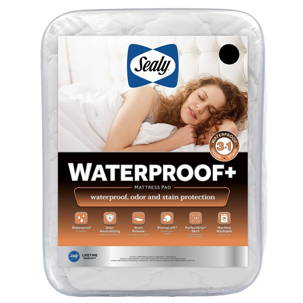 Photos - Mattress Sealy Twin Waterproof  Pad: Microfiber Top, Stain-Resistant, Fits Up to 18" Depth, Machine Washable 