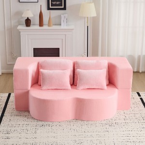 VASIP  Queen Size Foldable Sofa Bed, Plush Futon Sofa , Supportive High-Density Foam,  Convertible Sleeper Sofa,for Guest Room, Living Room - 1 of 4