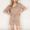 Anna-Kaci Lounge Women's Knit Lounge Set with V-Neck Top and Drawstring Shorts Featuring Contrast Trim - 4 of 4