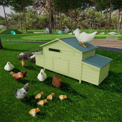 LAOTIES Large Wooden Chicken Coop,Outdoor Hen House With Nesting Boxes,Free Range Doors,Predator Proof Latches,Waterproof And Ventilated