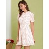 Allegra K Women's Heart Dots Print Short Sleeve A-Line Peter Pan Collar Mini Dress - 4 of 4