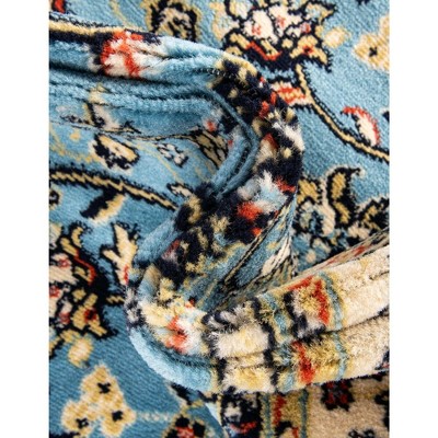 Light Blue and Ivory Synthetic Reversible Washable Area Rug 4' x 6'