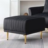 NicBex Modern 25.6" Rectangle Ottomans Velvet Footstools with Channel Tufted and Metal Legs for Bedroom and Living Room, Black - 3 of 4