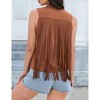 MISSKY Women's Tassel Vest Hippie Faux Suede Rivets Sleeveless Costume Fringe Jacket - 2 of 4