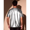 INSPIRE CHIC Men's Crew Neck Short Sleeve Party Disco Shiny Holographic T-Shirts - 3 of 4
