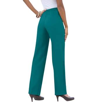 Jessica London Women's Plus Size Stretch Knit Elastic Pull-on Straight Leg  Pants Trousers - 12 W, Dark Olive Green : Target
