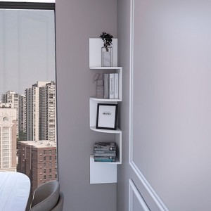 Vynxaria Modern Corner Floating Shelf Unit, Full-Wall Design, 4 Spacious Shelves, 9.8"W x 9.8"H, Ideal for Living Room, Bedroom, Office - 1 of 4