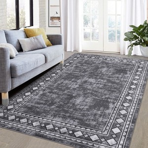 Machine Washable Area Rug Modern Carpet Non-Slip Rug - 1 of 4