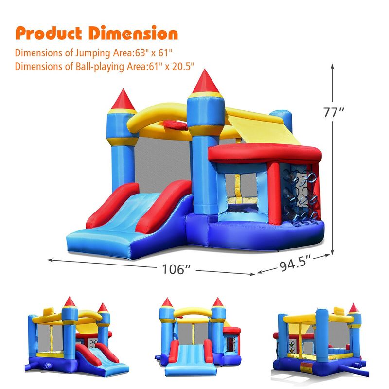 Costway Inflatable Bounce House Castle Slide Bouncer Shooting Net/W Blower, 4 of 11
