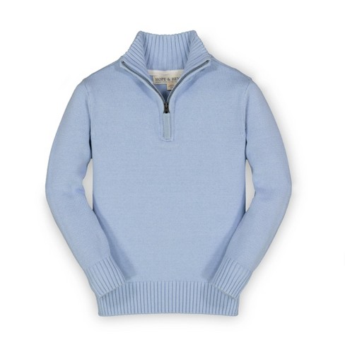 Hope & Henry Boys' Half Zip Pullover Sweater (Blue, X-Small)