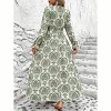 Long Sleeve Dress for Women Casual Elegant Boho Floral Smocked Dress V Neck High Waist Ruffle Tiered Midi Dresses - 2 of 4