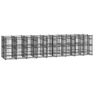 vidaXL Outdoor Dog Kennel Large Dog Crate Dog Cage Exercise Playpen Steel - 1 of 4
