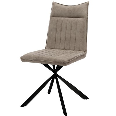 Taupe Faux Leather Upholstered Side Chair with Black Metal Legs