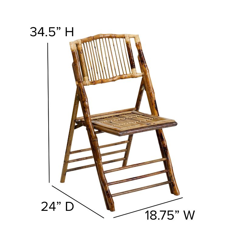 Emma and Oliver 2 Pack Commercial Event Party Rental Bamboo Folding Chair, 3 of 11