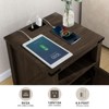 Dyonery 18" Rustic Nightstand with Chargers Dark Gray Living Room Rustic Nightstand Wooden Nightstand - 4 of 4