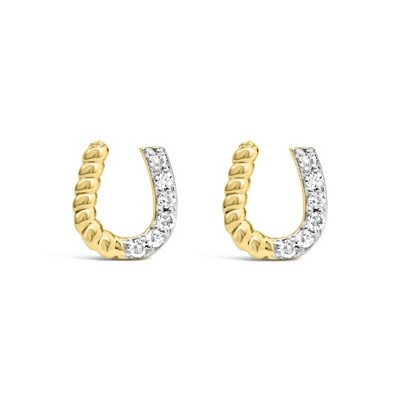Haus of Brilliance 10K Yellow Gold 1/10 Cttw Braided Horseshoe Stud Earrings