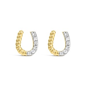 Haus of Brilliance 10K Yellow Gold 1/10 Cttw Braided Horseshoe Stud Earrings - 1 of 4