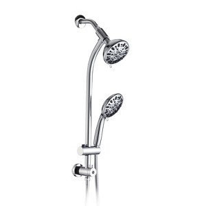 ALEXOUN Drill-Free Stainless Steel Slide Bar Combo Rain Showerhead 7-Setting Hand, Dual Shower Head Spa System - 1 of 4