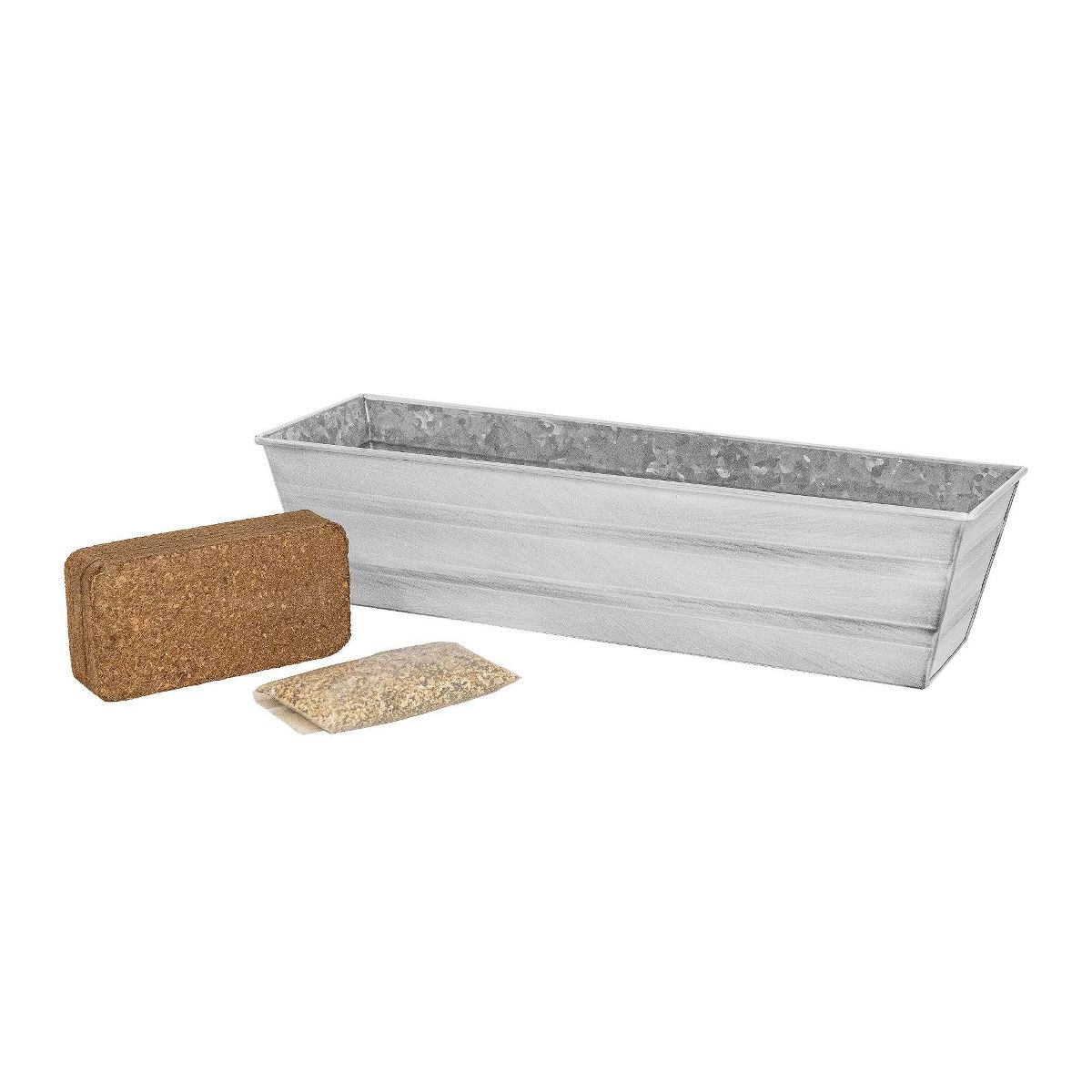 ACHLA Designs Small Cape Cod Rectangular Galvanized Steel Outdoor Planter Box White 22"x6"