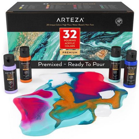 Arteza Acrylic Art Paint and Tools Set - 19 Pack 