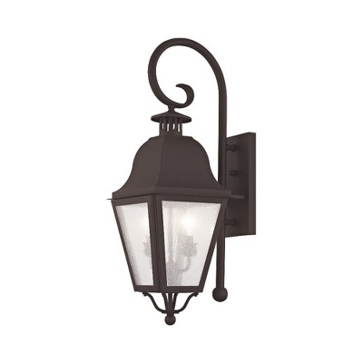Elegant Bronze & Black Seeded Glass Outdoor Lantern