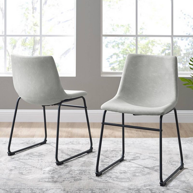 Set of 2 Laslo Modern Upholstered Faux Leather Dining Chairs - Saracina Home, 3 of 12