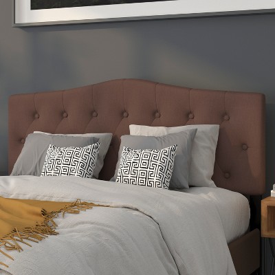 Camel Tufted Upholstered Queen Size Headboard with Diamond Stitch